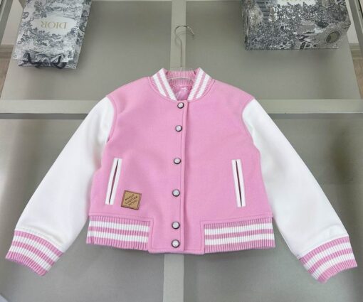 LV Varsity Baby Jacket White Pink