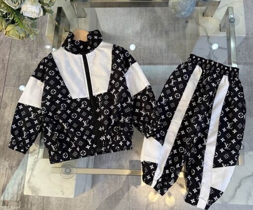 LV Monogram Printed Technical Track Suit Black