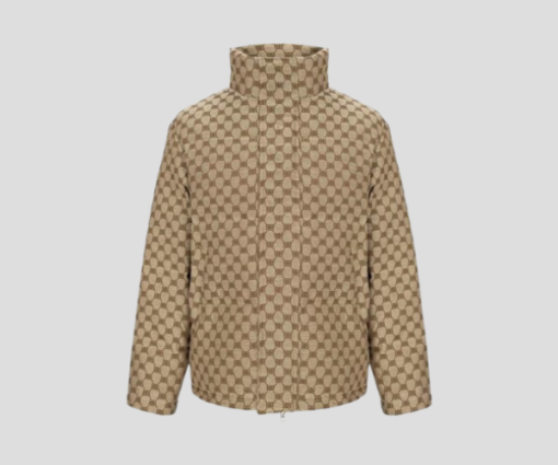 Balenciaga C-Shape Logo Print Puffer Jacket Beige