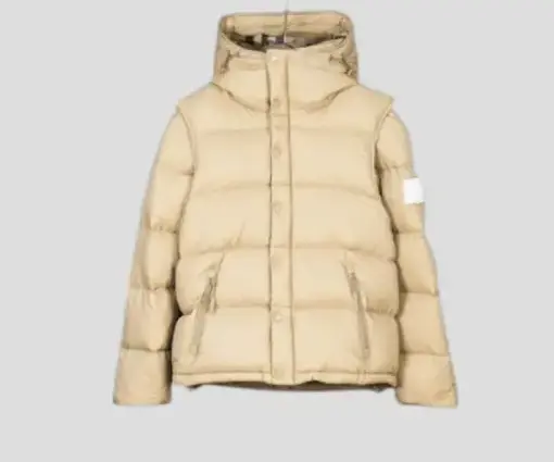 Burberry Hooded Puffer Jacket Sand Beige