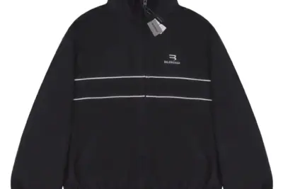 Balenciaga Tracksuit Jacket Black Zip – Luxury Oversized 3B Sports Icon Fleece