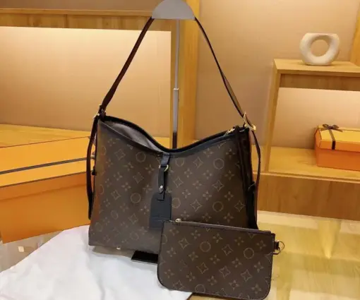 LV Style Shoulder Bag Monogram Pattern Brown