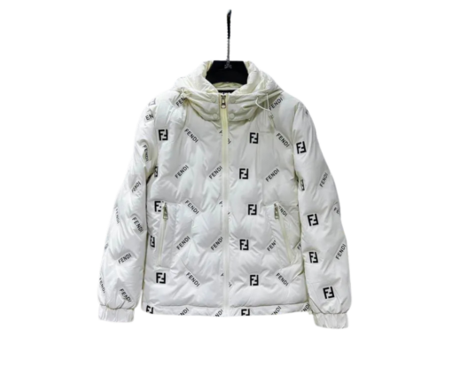 Fendi Reversible Puffer Jacket Repeating FF Logo Print White