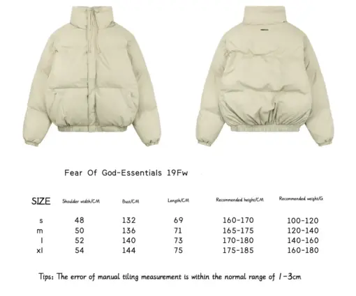 Alternative view of Fear of God Essentials Puffer Jacket – Premium White Winter Jacket Matte Finish