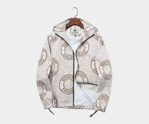 Burberry Monogram Puffer Jacket – Premium White Winter Jacket with TB Logo Pattern