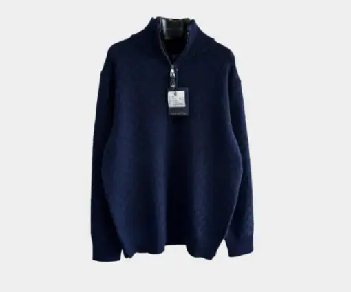 LV Cashmere-Wool Blend Half-Zip Pullover