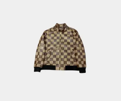 LV Damier Leather Harrington Jacket Golden Brown