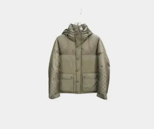 LV Down Puffer Zipped Jacket Moss Green