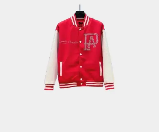 LV Mix Leather Varsity Blouson Jacket Red