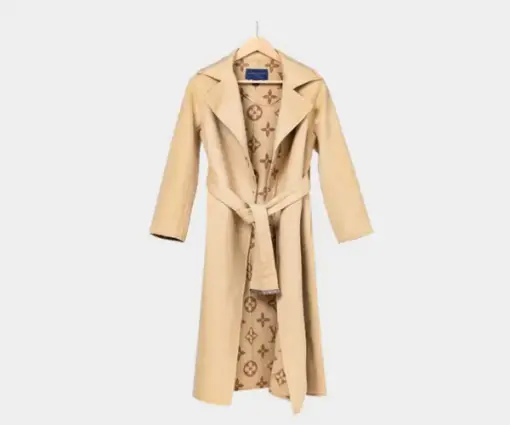 LV Long Wool Coat Full Beige