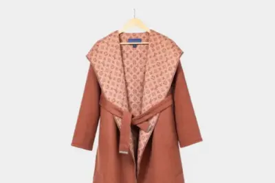 LV Reversible Signature Short Hooded Wrap Coat Orange