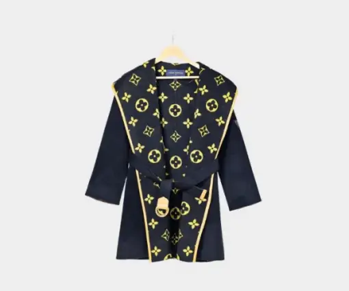 LV Long Wool Coat Black/Yellow