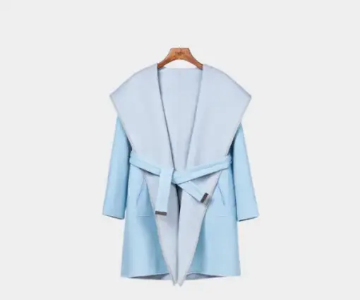LV Long Wool Coat Sky Blue