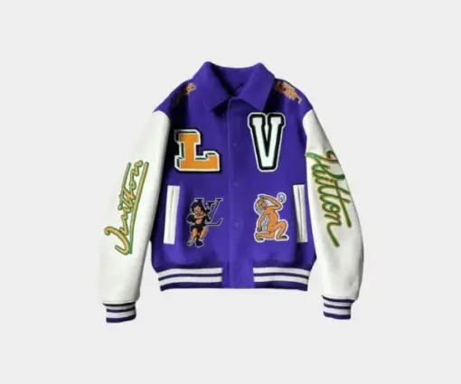 LV Virgil Abloh Purple Varsity Jacket