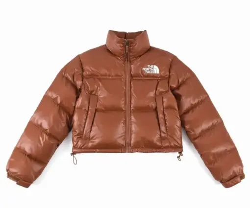 The North Face Nuptse Cropped Puffer Jacket Brown