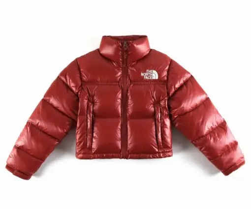 The North Face Nuptse Cropped Puffer Jacket Burgundy