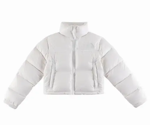 The North Face Nuptse Cropped Puffer Jacket White