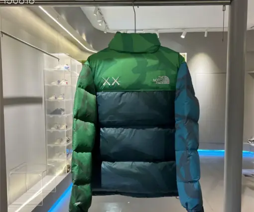 Alternative view of KAWS x The North Face Youth Retro 1996 Nuptse Jacket KW Safety Green