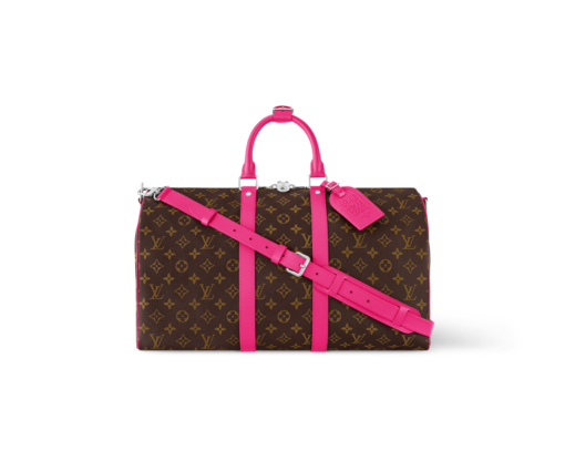 LV Keepall Bandoulière Bag Brown/ Pink