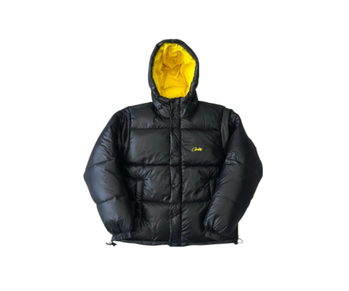 Corteiz Bolo V2 Jacket Black – Luxury Streetwear Yellow Lining Puffer Jacket