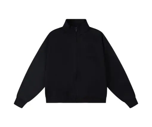 Fear of God Essentials Zip-Up Jacket – Black Mock Neck Fleece Streetwear