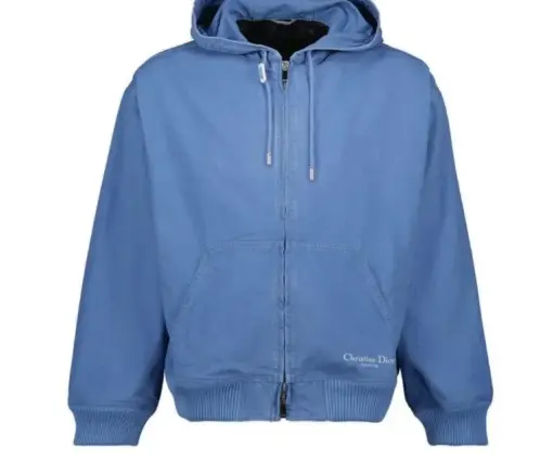 Dior Logo Homme Embroidered Zip-Up Jacket Blue