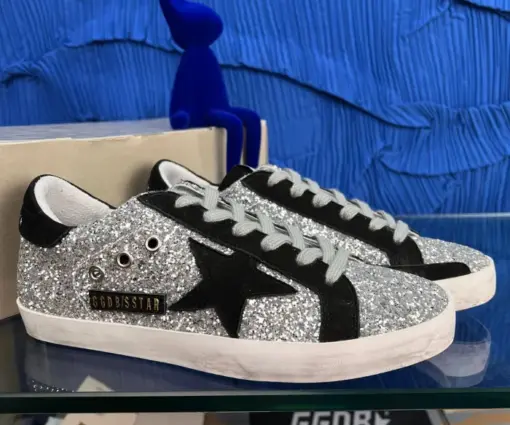 Golden Goose Super-Star Sneakers Glitter Silver/ Black