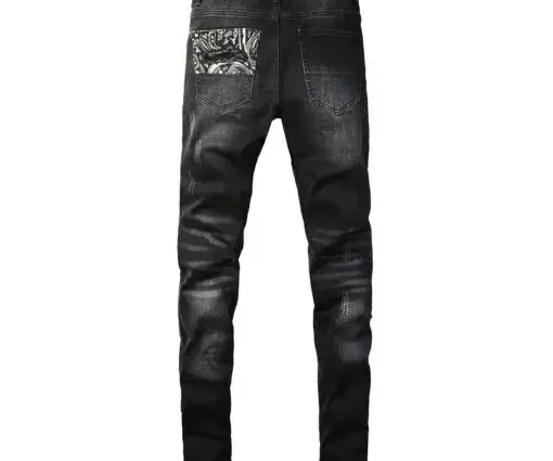 Alternative view of Amiri Varsity Ripped Jeans Black Gray