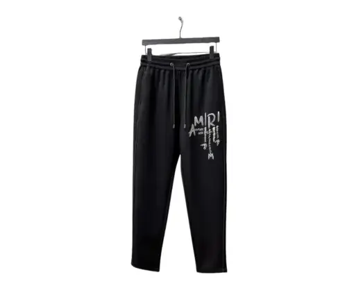 Amiri Sweatpant Black Embroidered White Logo Designed