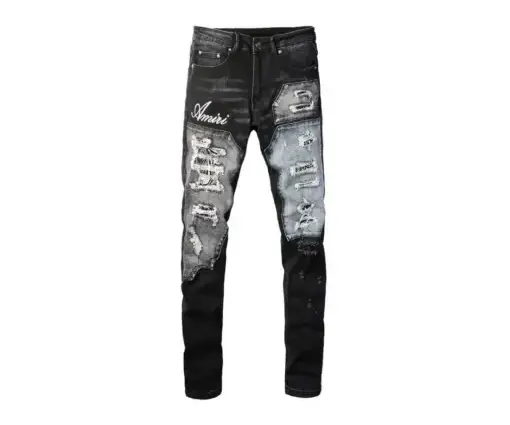Amiri Varsity Ripped Jeans Black Gray
