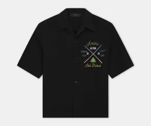 AMIRI POOL CUE BOWLING SHIRT BLACK