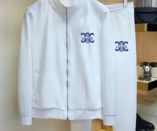 Celine Tracksuit Blue Logo White