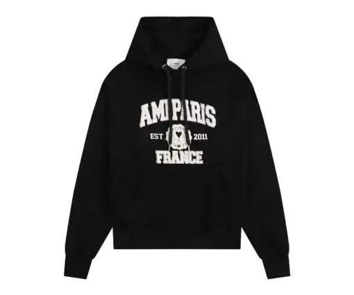 Ami Paris Black Logo Print Hoodie