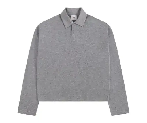Ami Long Sleeve Polo Shirt Gray