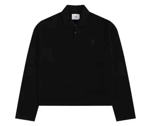 Ami Long Sleeve Polo Shirt Black