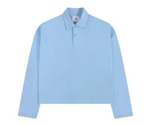 Ami Long Sleeve Polo Shirt Sky Blue