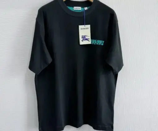 Burberry Warped Logo Cotton T-shirt Black