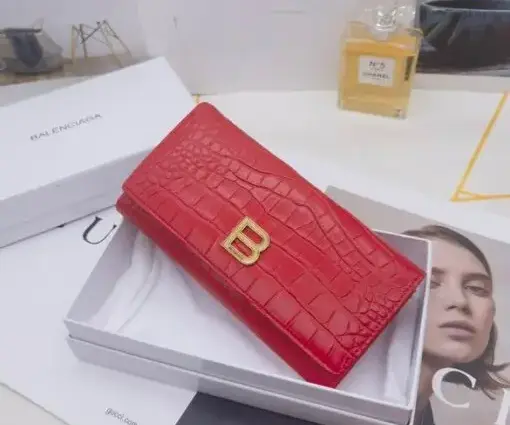 Balenciaga Wallet Crocodile Red