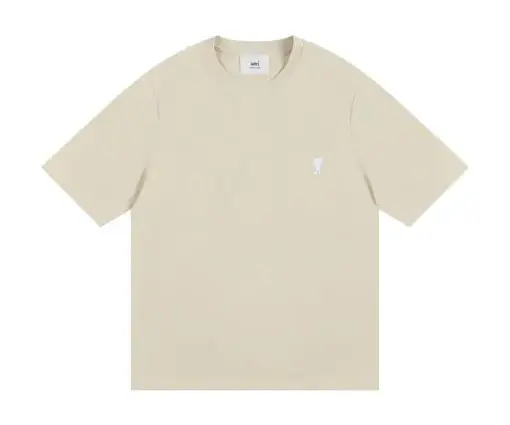 AMI Paris Cropped T-Shirt Cream White