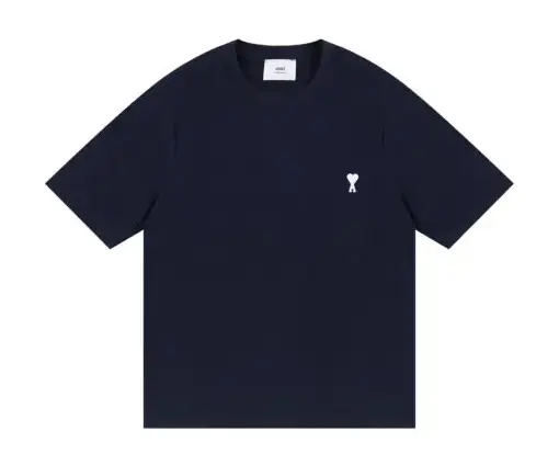 AMI Paris Cropped T-Shirt Navy Blue
