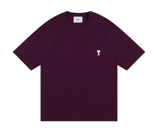 AMI Paris Cropped T-Shirt Maroon