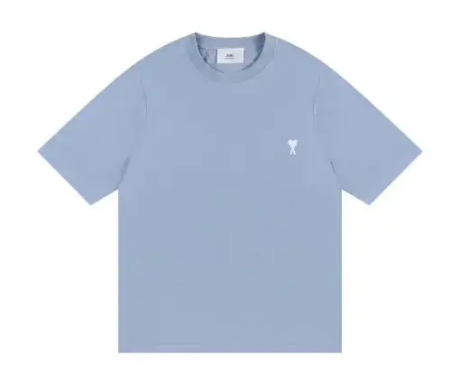 AMI Paris Cropped T-Shirt Sky Blue