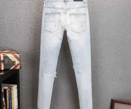 Alternative view of Amiri MX1 Distressed Skinny Jeans Light Wash