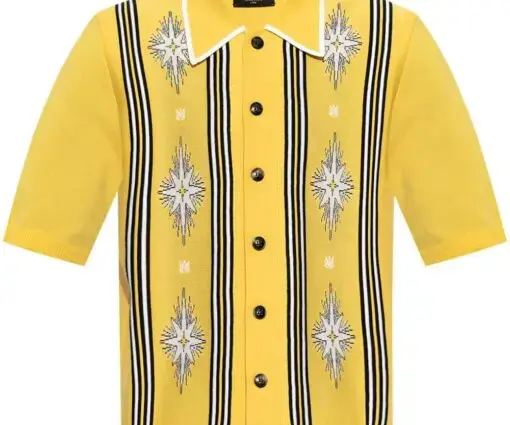AMIRI Patterned Polo Shirt Mustard Yellow