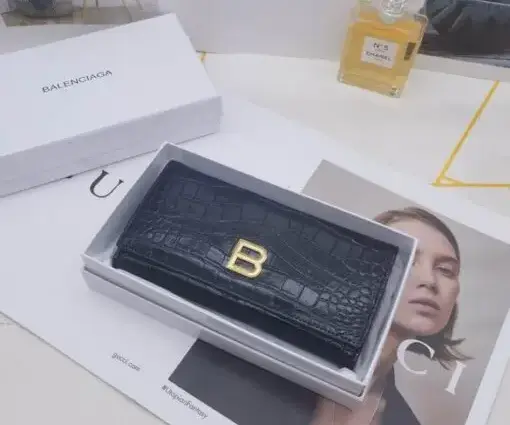 Balenciaga Wallet Crocodile Black