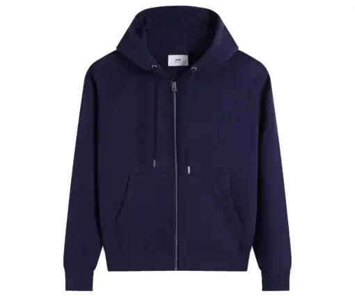 Ami Paris Ami De Coeur Zip-Up Hoodie Purple