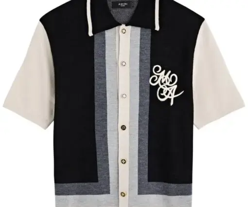 AMIRI Striped logo-embroidered wool shirt