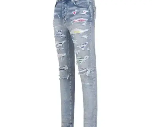 Alternative view of Amiri Indigo Rainbow Patch Jeans Fade White