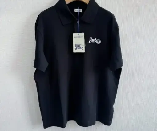 BURBERRY Cotton Polo T-Shirt Sky Black