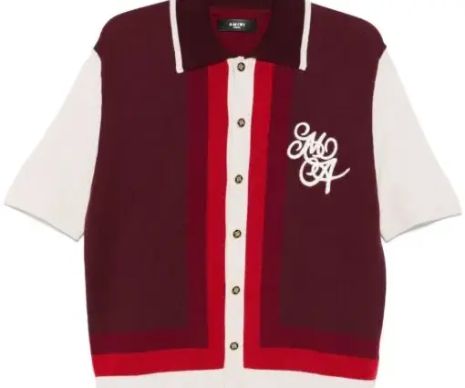 AMIRI MA Swirl polo shirt burgundy/white/rose red